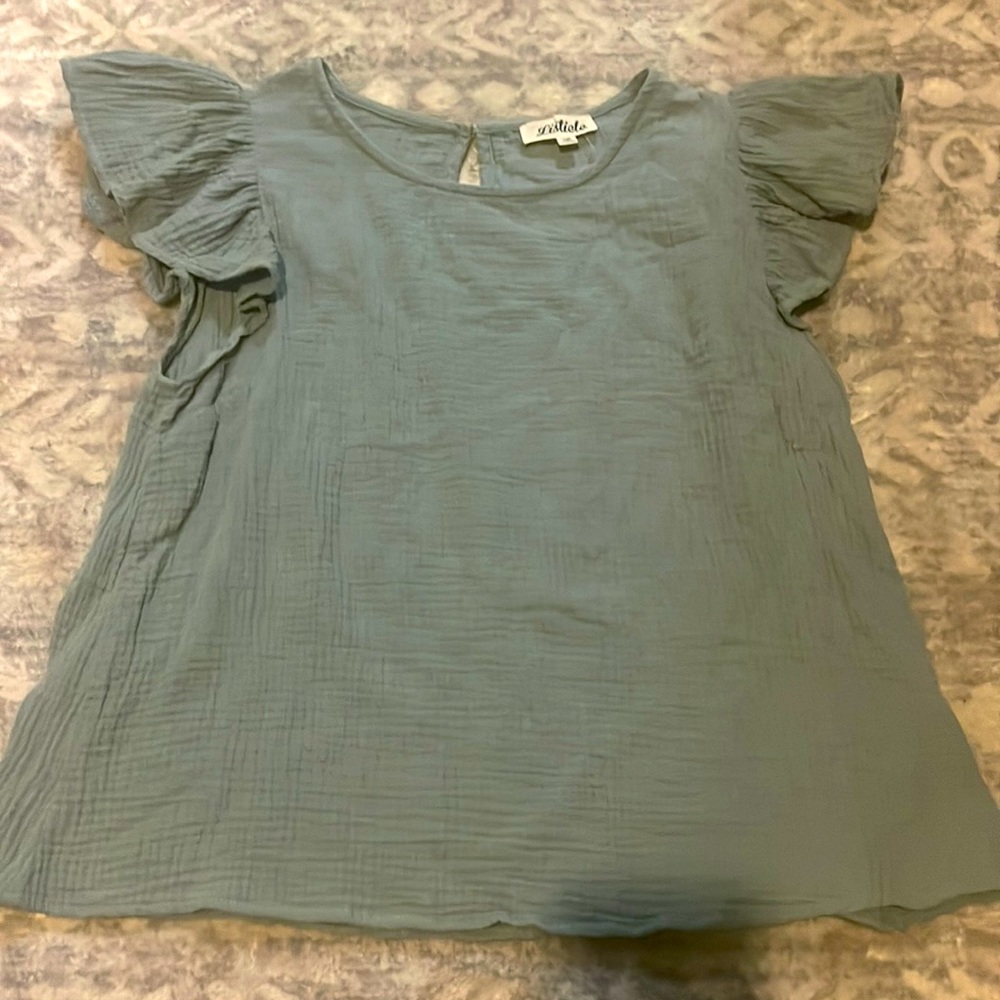 Listicle Green Ruffle Sleeve Top